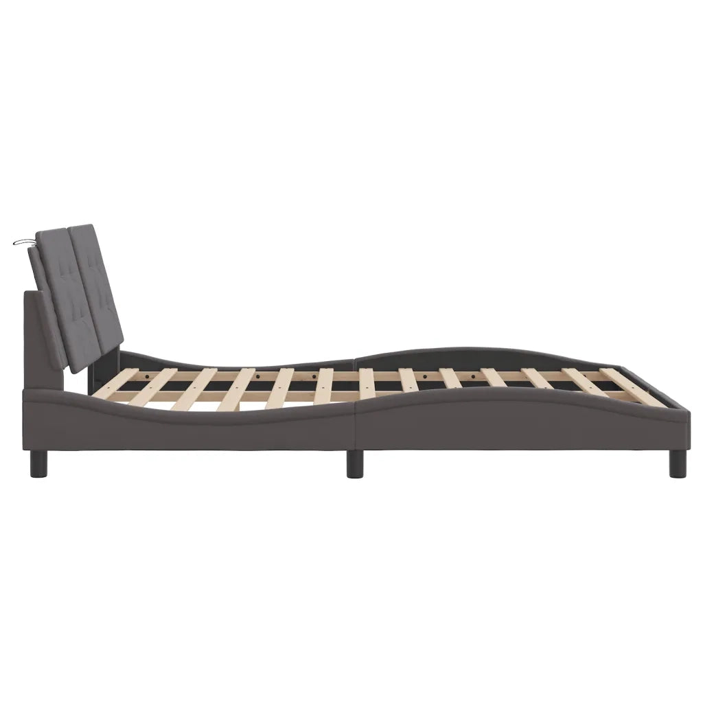 Letto matrimoniale | Letto per adulti | Giroletto con LED senza Materasso Zadar Grigio 160x200 cm