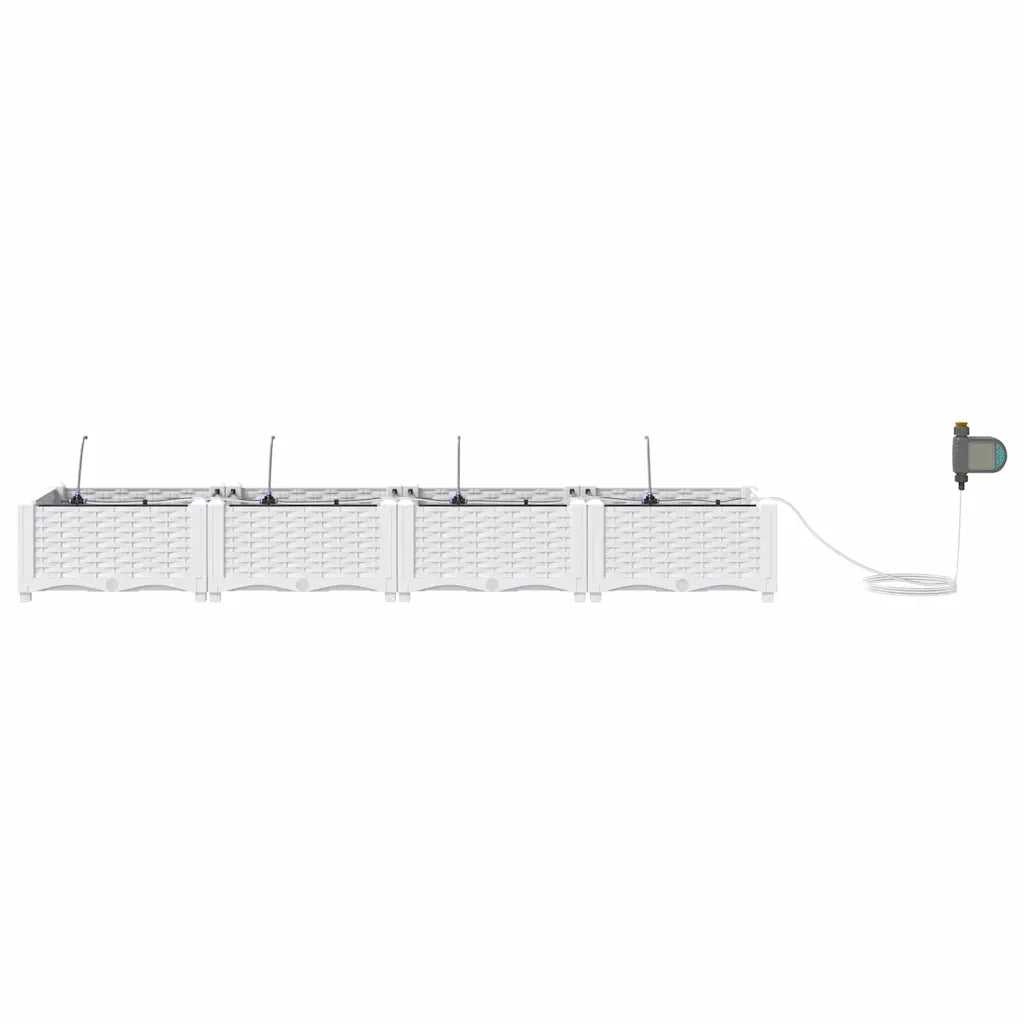 Vaso da giardino 4 pz-Set di 4 Fioriera da Esterno-Contenitore per Piante Bianco Acciaio 922466
