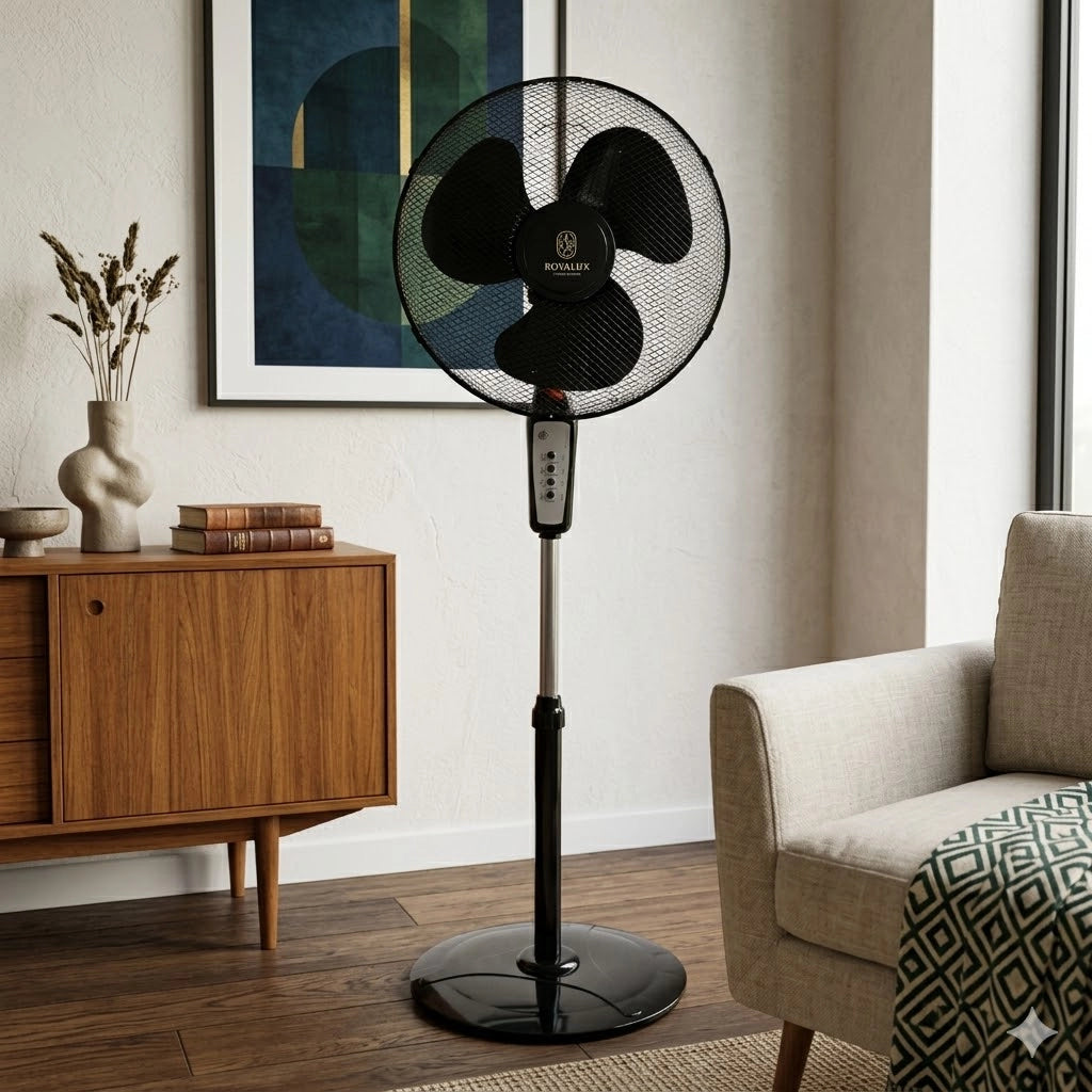 VENTILATORE CON BASE E TELECOMANDO 65W - 3 VELOCITA H128 COLORE: NERO