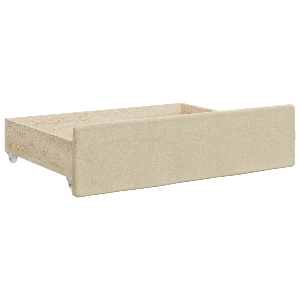 Divano letto | Sof¨¤ letto | Letto singolo Estraibile con Cassetti Crema 90x200 cm in Tessuto