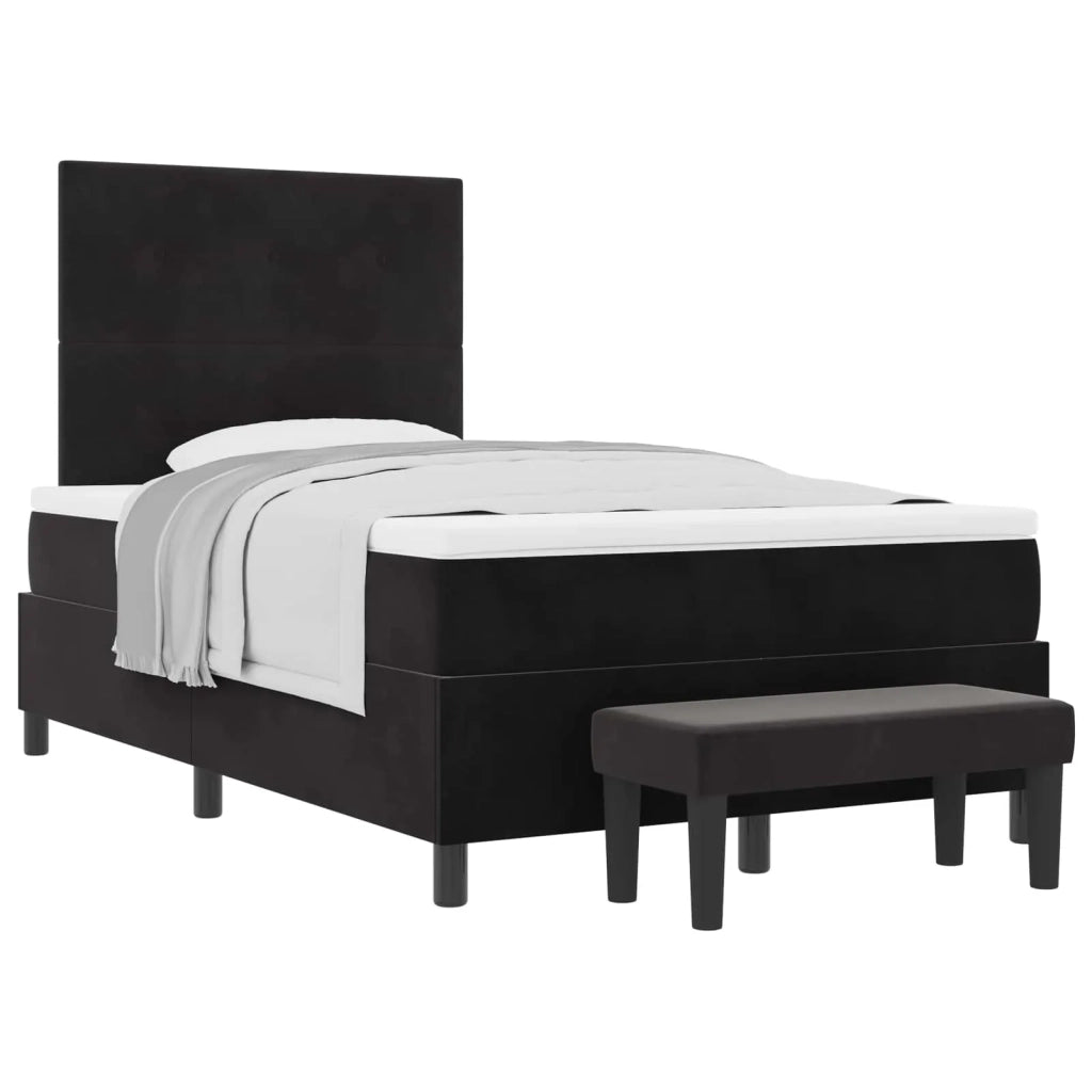 Letto a molle con materasso Nero 120 x 200 cm Velluto