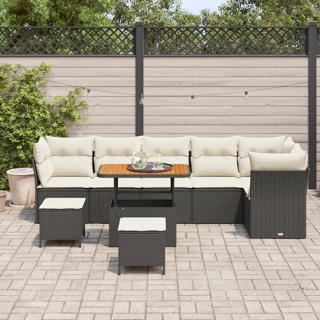 Set Divano da Giardino 9 pcs Nero polyrattan 3361505