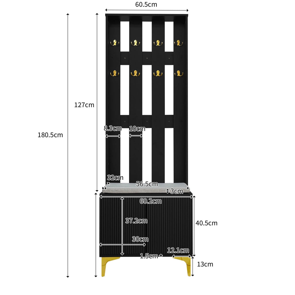 Mobile guardaroba 60,5x35,2x180,5 cm nero in truciolare, con cuscini