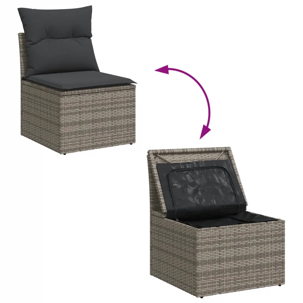 Set Divano da Giardino 5 pz | Set Salotto da Giardino con Cuscini Grigio in Polyrattan
