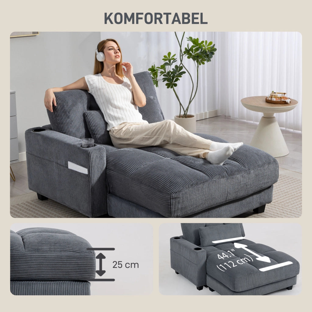 Divano letto con cuscino ¨C zephmum ¨C grigio