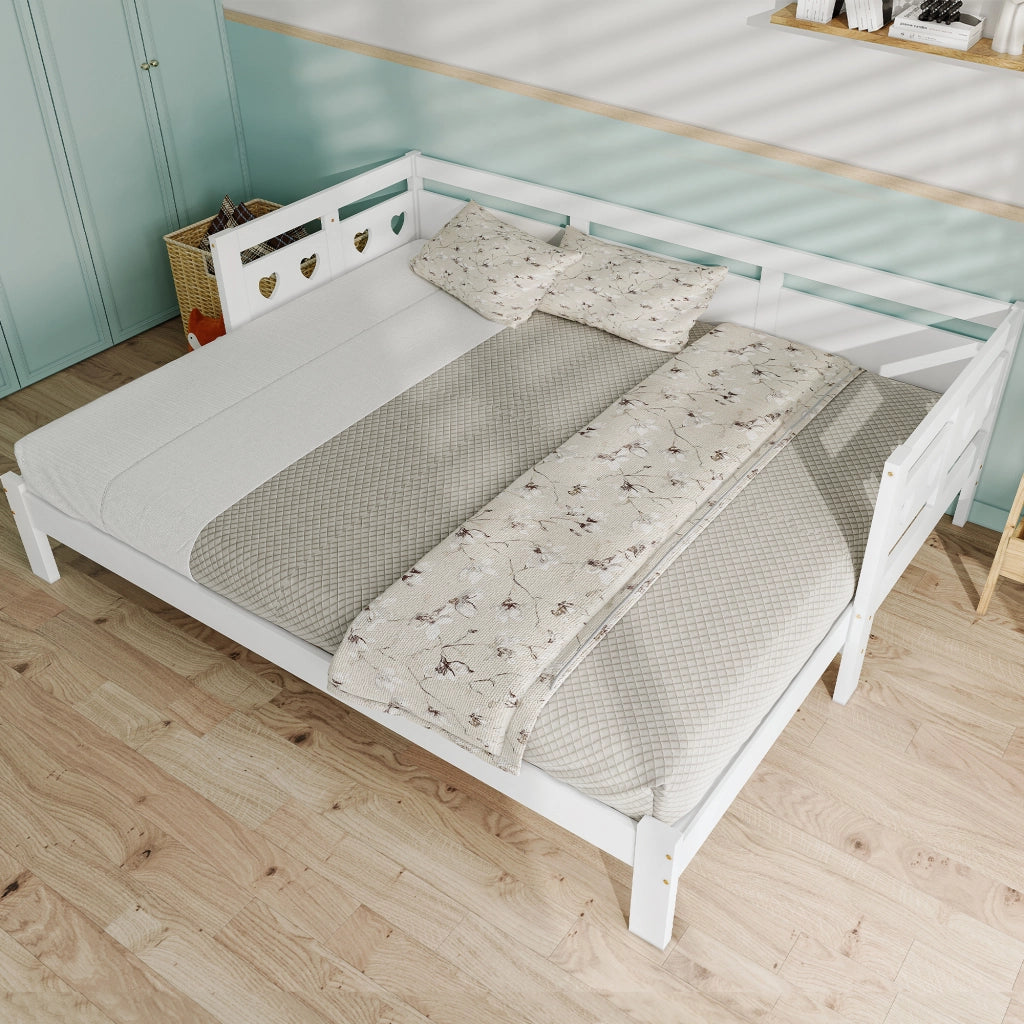Letto estraibile a forma di cuore in legno bianco con seconda superficie per dormire