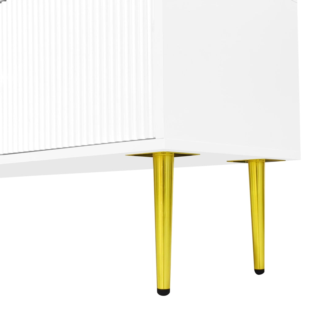Mobile TV 170x35x50 cm in truciolare bianco con vano contenitore per soggiorno