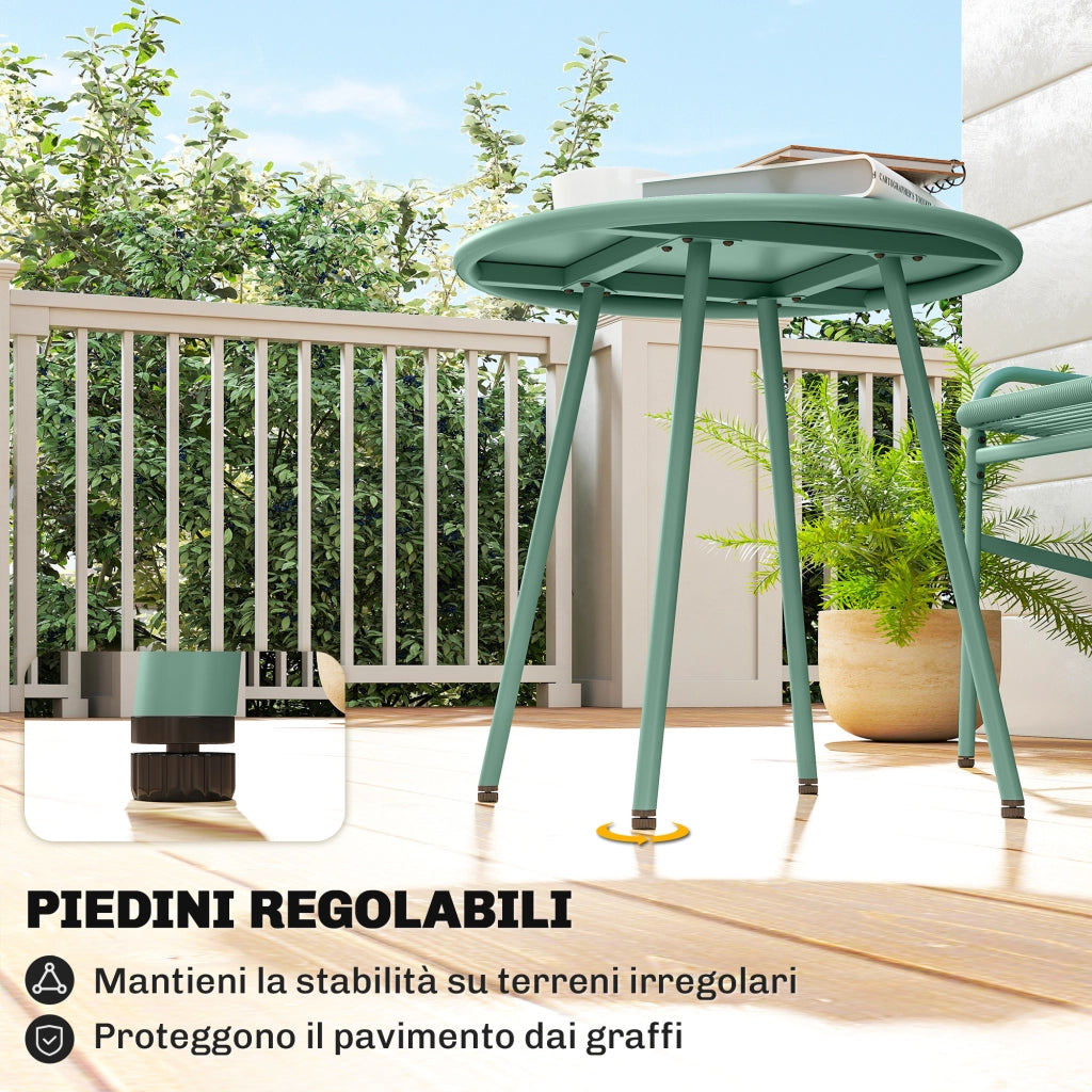 Set 3 Pezzi Sedie e Tavolo da Giardino in Rattan ¨C ZephMum ¨C Verde