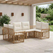 Set di divani da esterno 6 pz Naturale e Bianco Crema 3437754