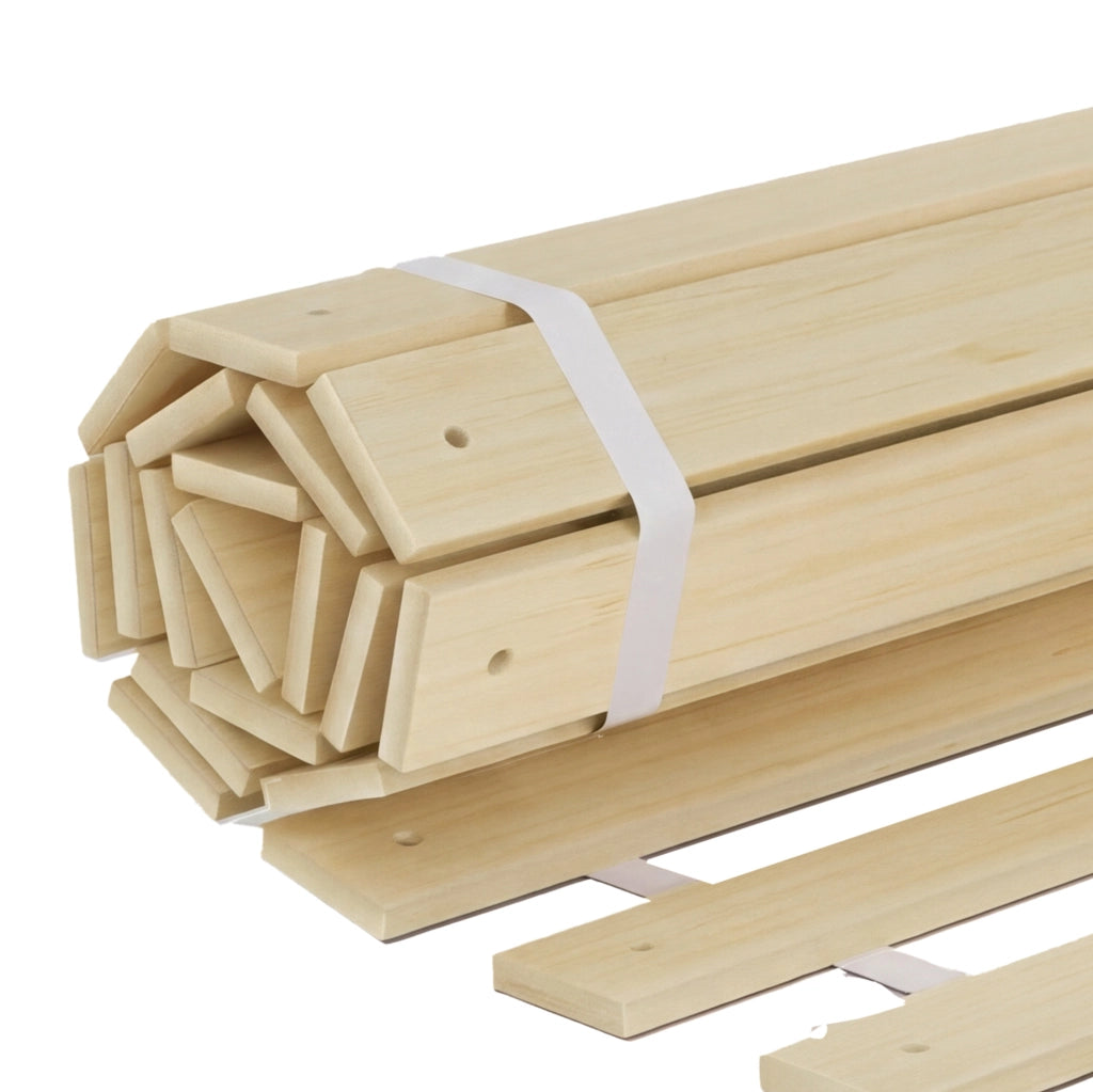 Letto Montessori a pavimento bianco in legno massello di pino 140x200 cm con sponde su 4 lati e rete a doghe integrata