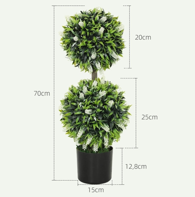 Set di 2 piante artificiali ULEVR di lavanda bianche 70 cm in vaso, per interni ed esterni
