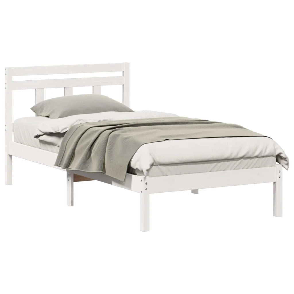 Struttura del letto-Giroletto-Rete del Letto Bianco 75 x 190 cm Pino massello 122578