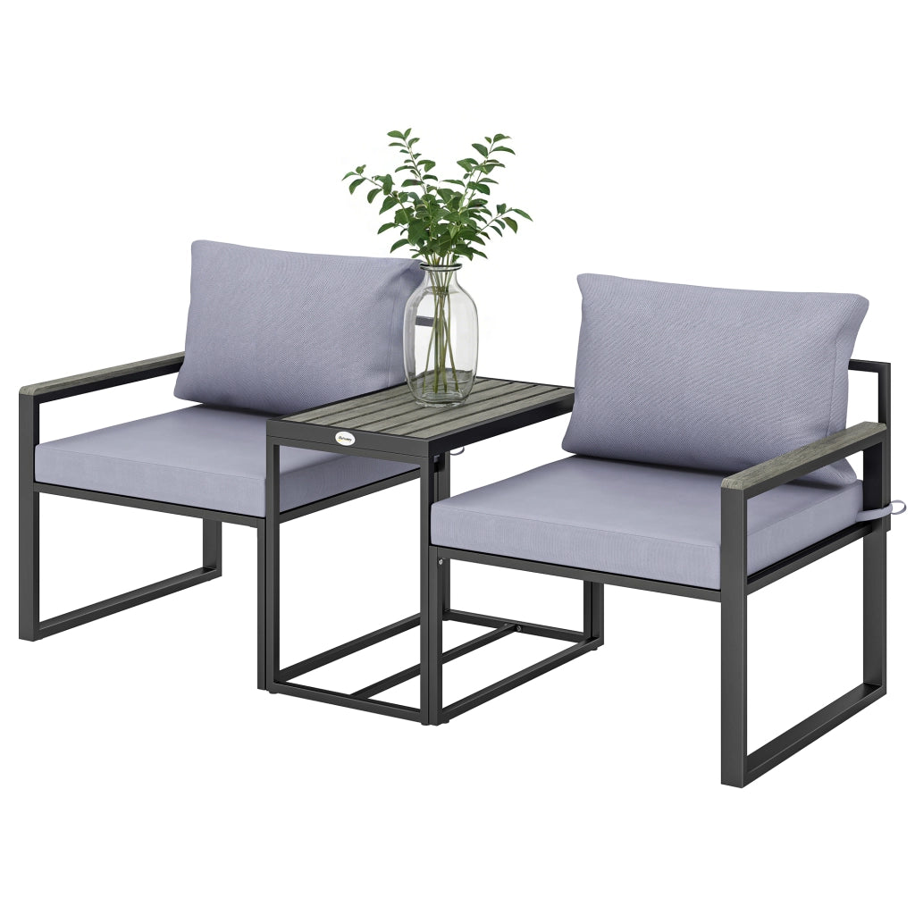 Set balcone 2 poltrone con tavolo ¨C Minimal ¨C cuscini grigio