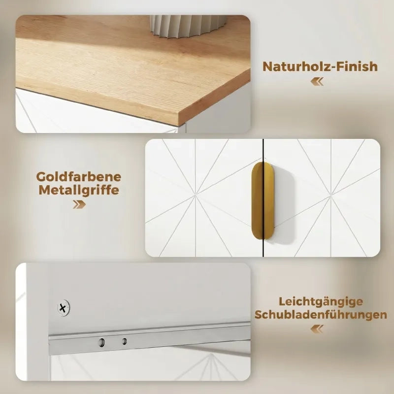 Sideboard moderno bianco con cassetto e ripiano regolabile