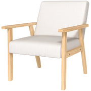 Poltrona con braccioli in tessuto effetto lino ¨C Xylo ¨C telaio legno massello crema 64x70x72 cm