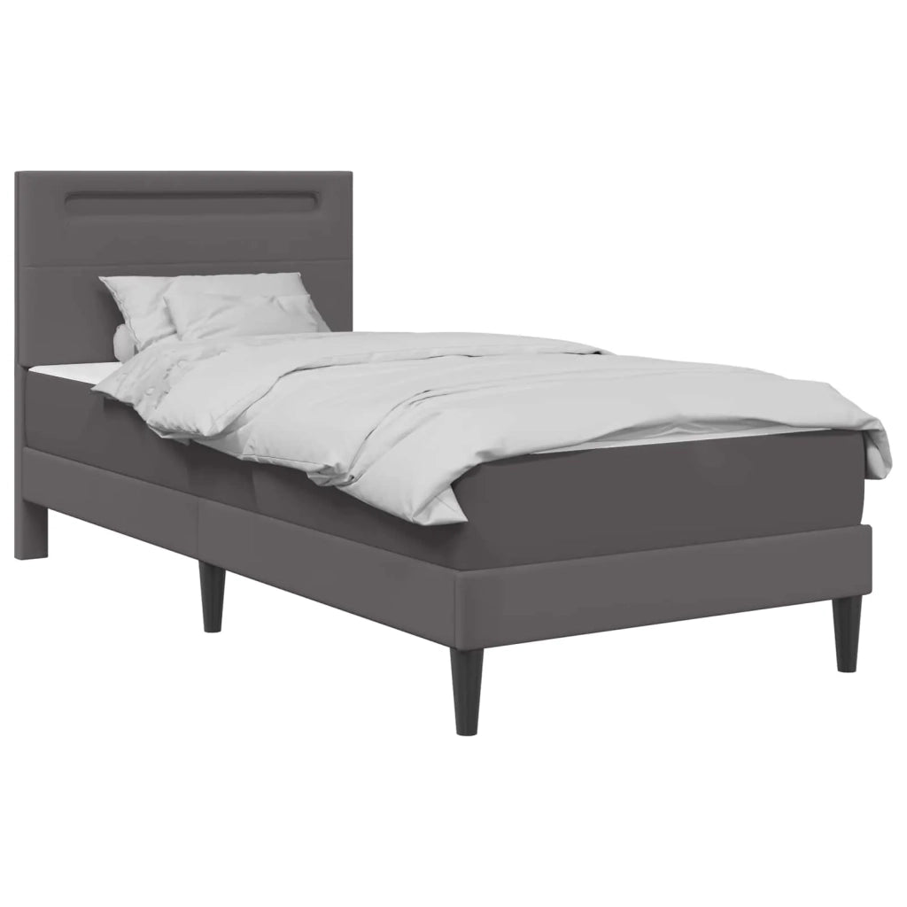 Letto singolo | Letto per adulti | Struttura del letto con testiera Grigio 90 x 200 cm Similpelle