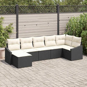 Set Divano da Giardino 7 pcs Nero e Crema polyrattan 3355476