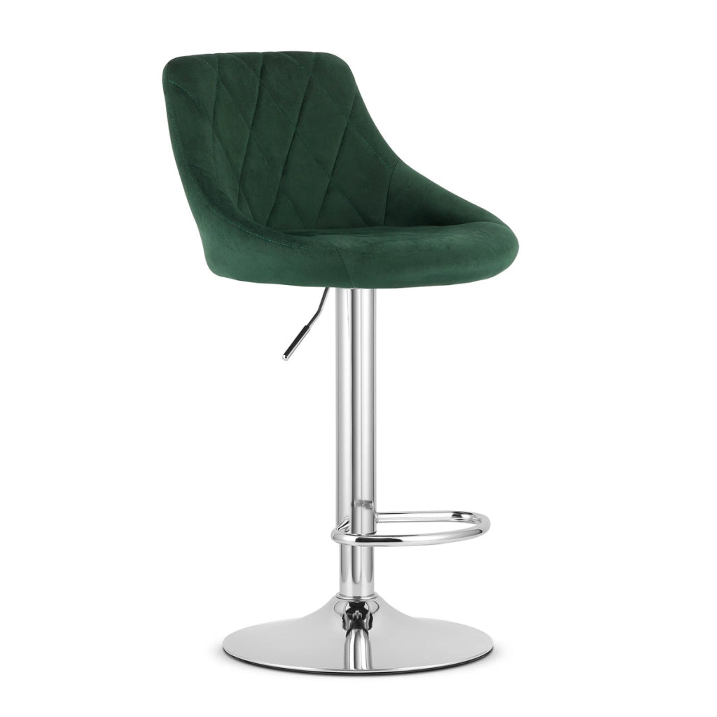 Sgabello da bar KAST in velluto verde con base cromata