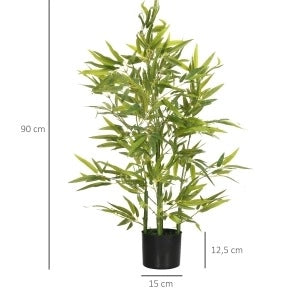 Pianta artificiale di bamb¨´ ULEVR 90 cm con 504 foglie, vaso incluso, verde