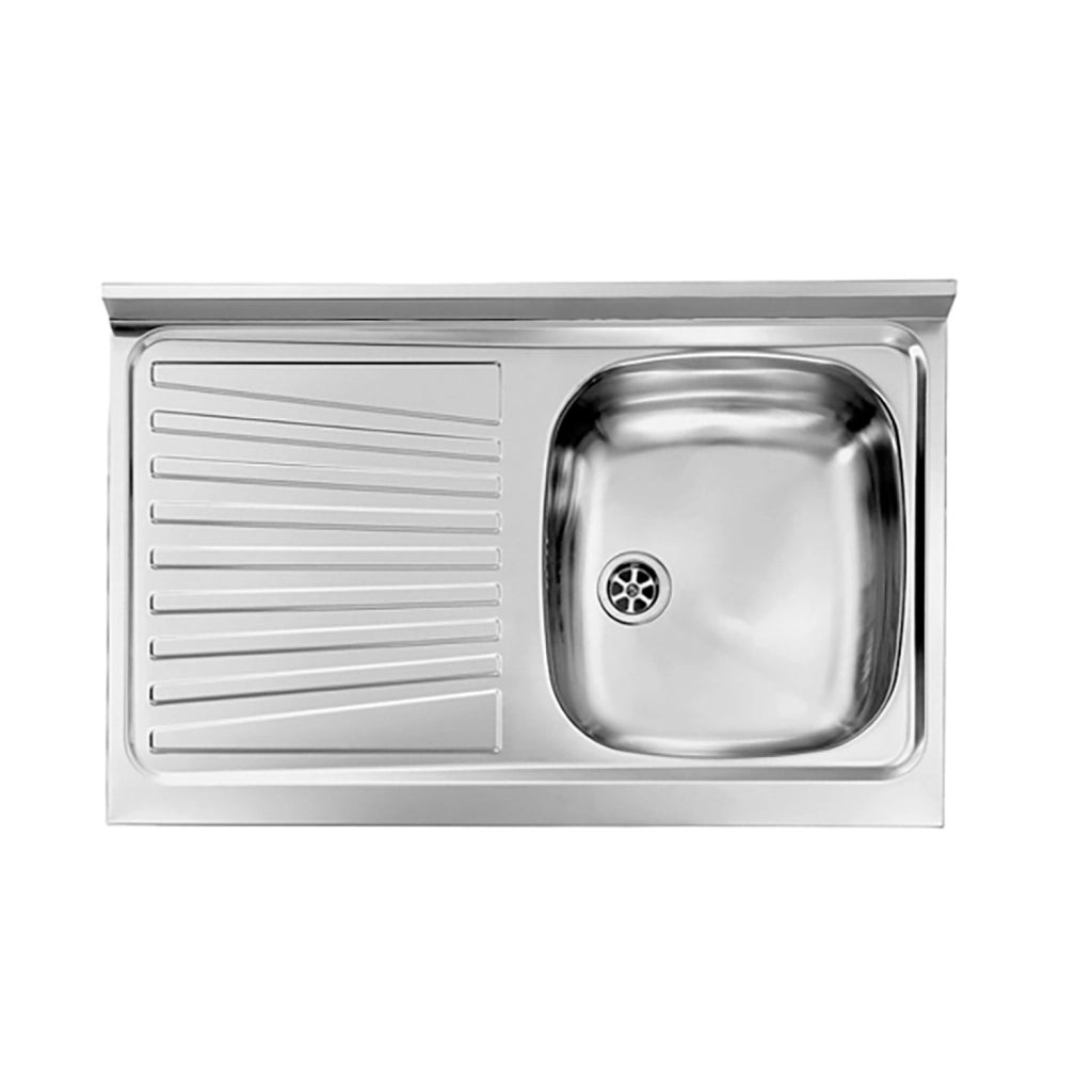 Lavello Inox ad Appoggio 80×50 1 vasca Sinistra e Gocciolatoio
