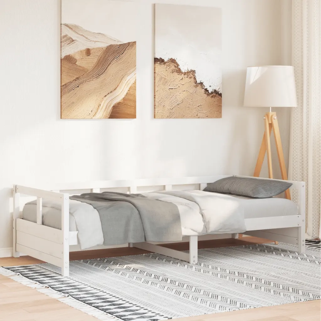 Letto singolo | Letto per adulti | Dormeuse senza Materasso Bianca 90x200 cm Legno Massello Pino