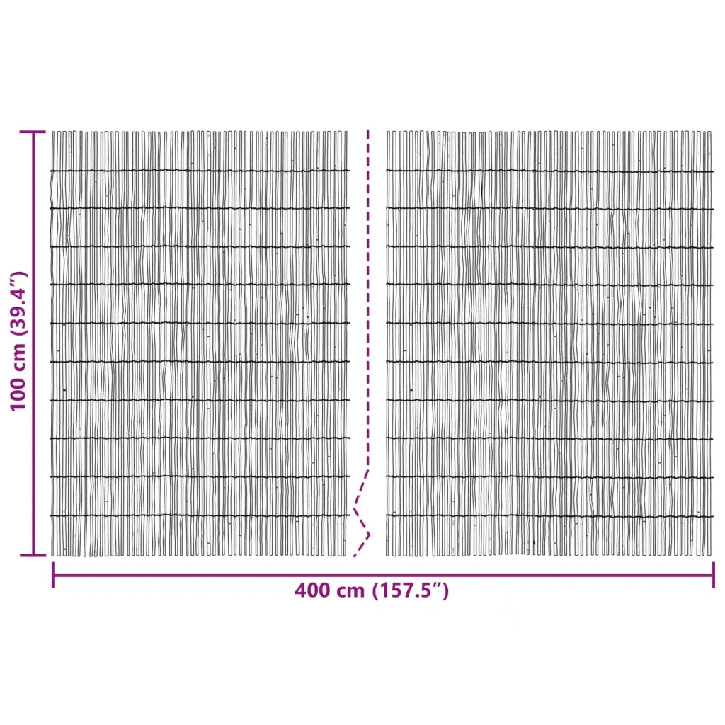 Recinzione per Giardino Carbonizzato 400 x 100 cm Giunco 42031259