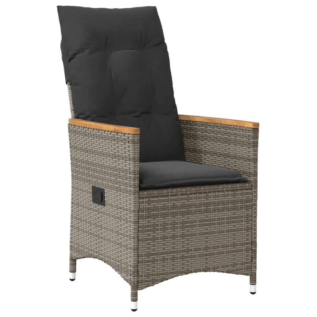 Set da Pranzo da Giardino 7 pz con Cuscini in Polyrattan Grigio