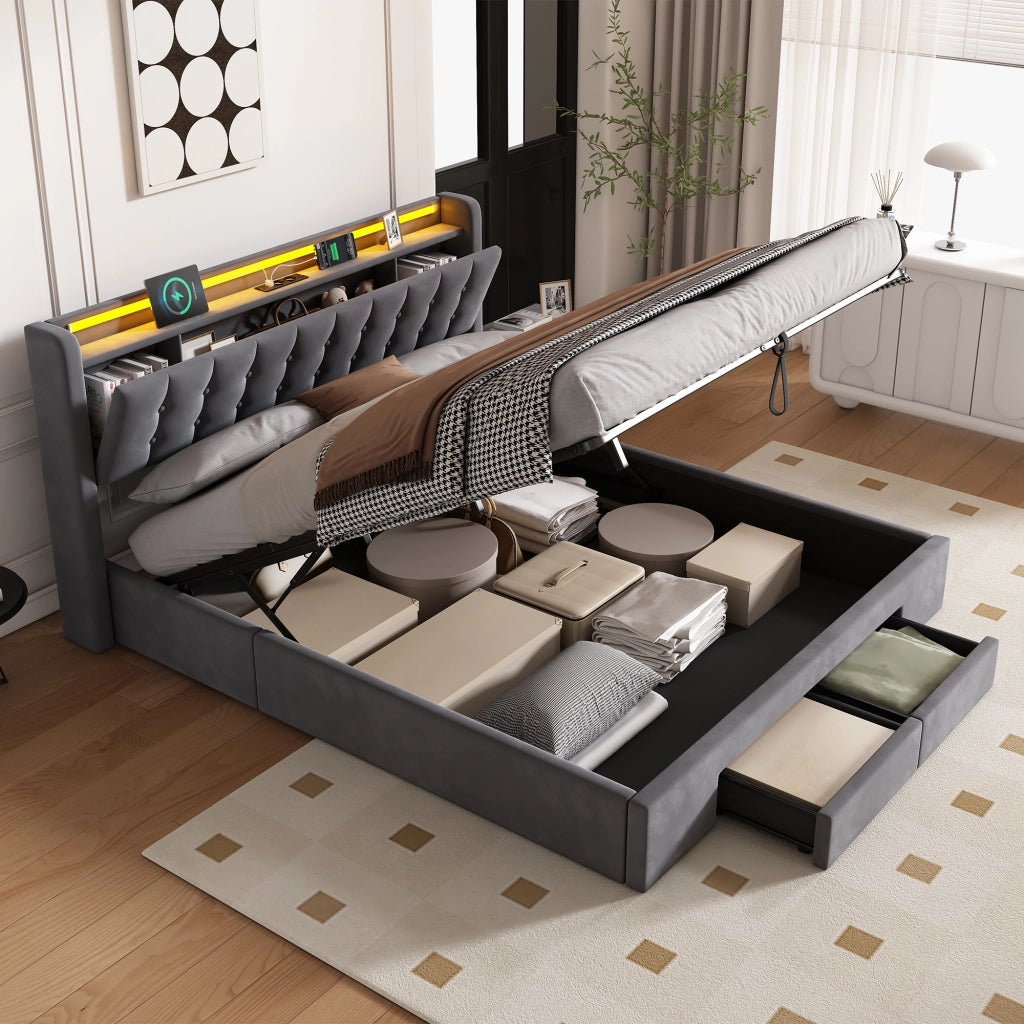 Letto contenitore 180x200 cm, colore grigio