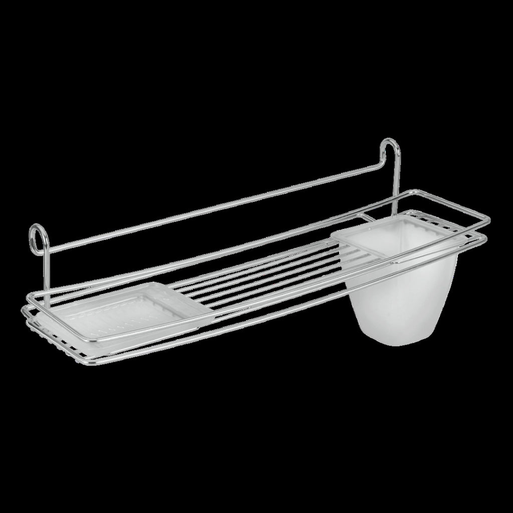 Mensola Cromata + Porta Sapone E Bicchiere Plast. - Metaltex