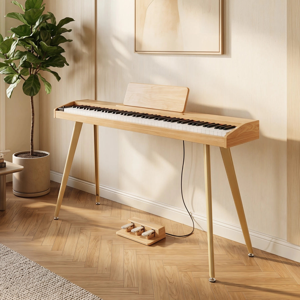 Pianoforte digitale 88 tasti pesati con pedale supporto interfacce e schermo, Pianola elettronica da casa con 800 timbri