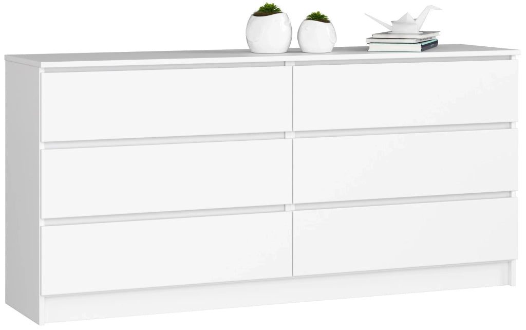 Cassettiera AKORD K160 Bianca 160 cm 6 cassetti 160x40x77 cm