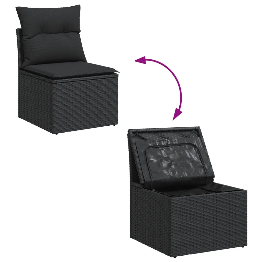 Set Divani da Giardino con Cuscini 8 pz Nero in Polyrattan 3256104