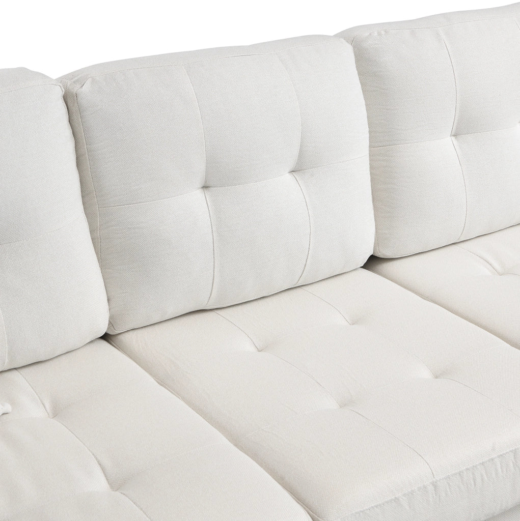 Divano 4 posti con pouf contenitore, USB e Type-C, LED, beige