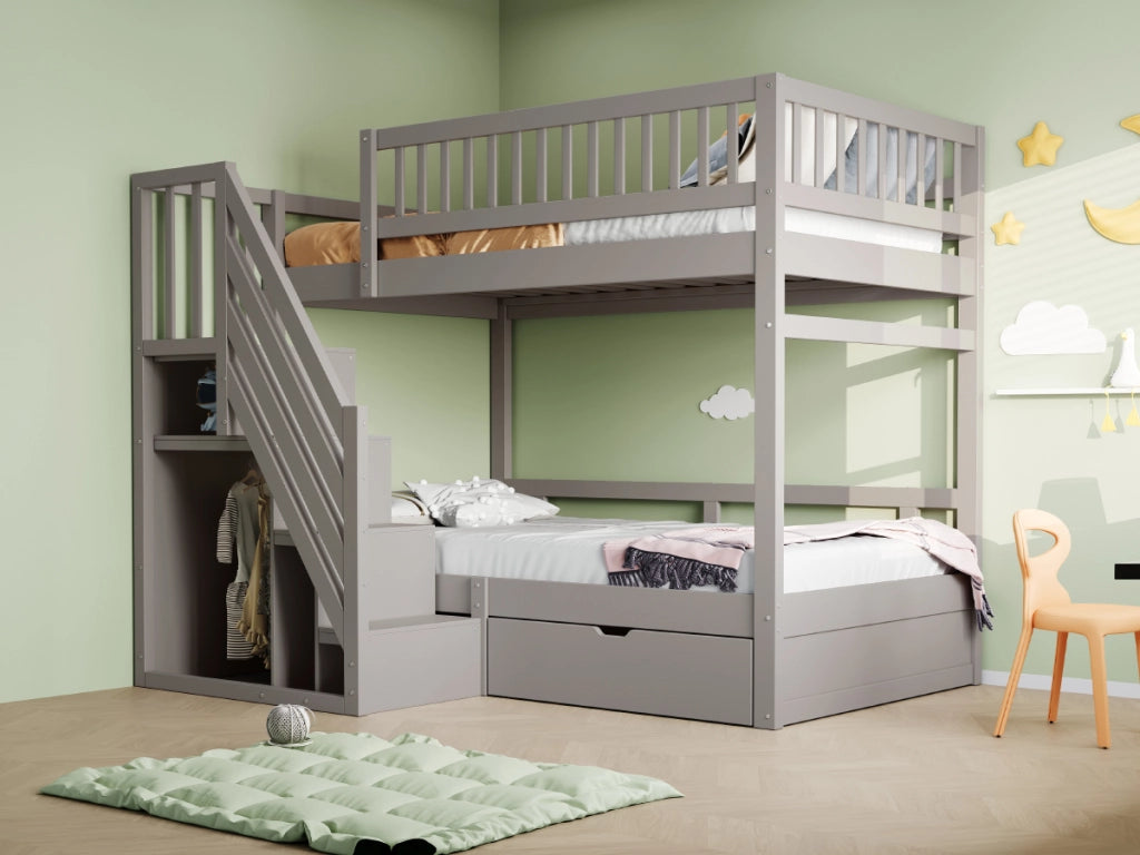 letto a castello in legno grigio 90 x 200 cm