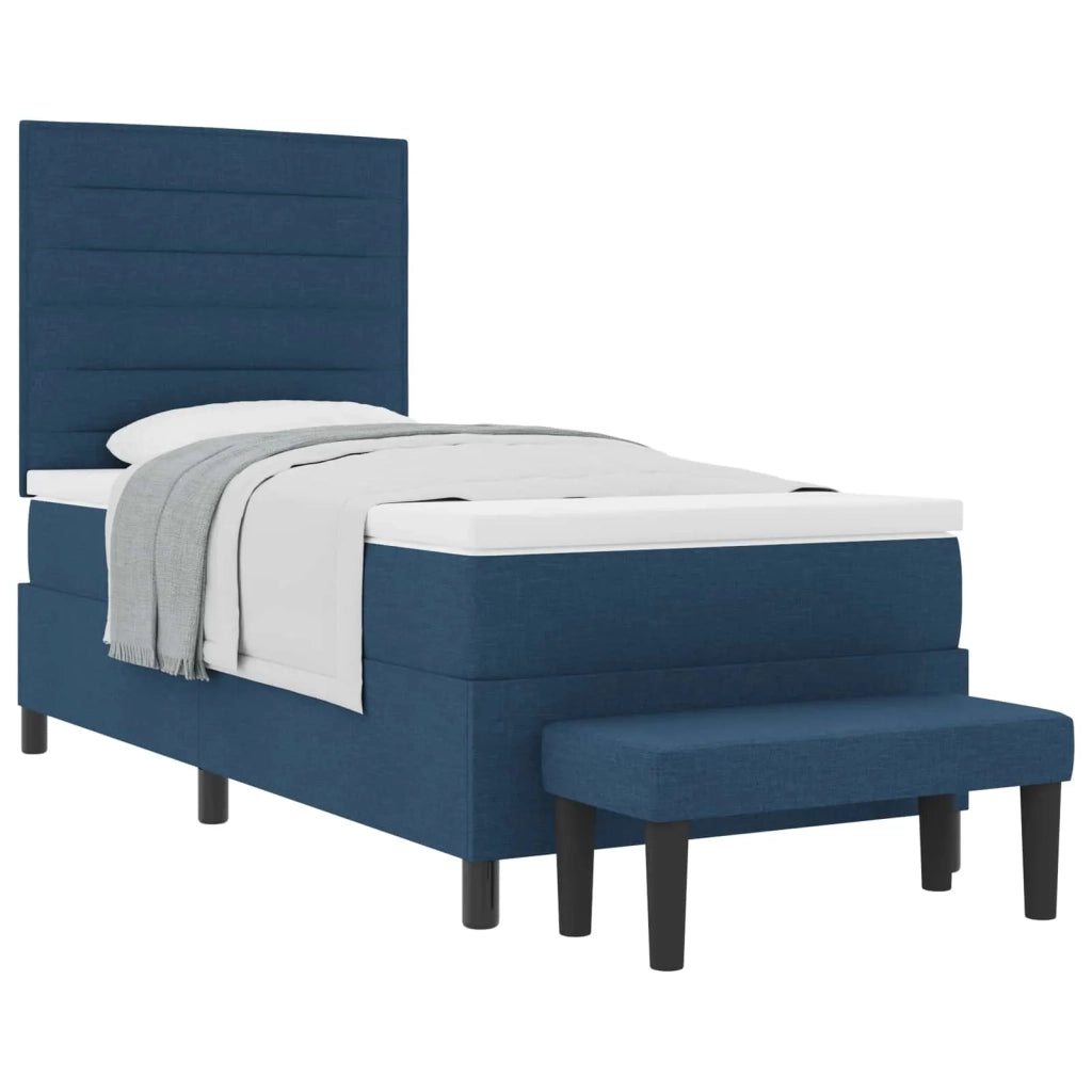 Letto a molle con materasso Blu 90 x 190 cm Tessuto