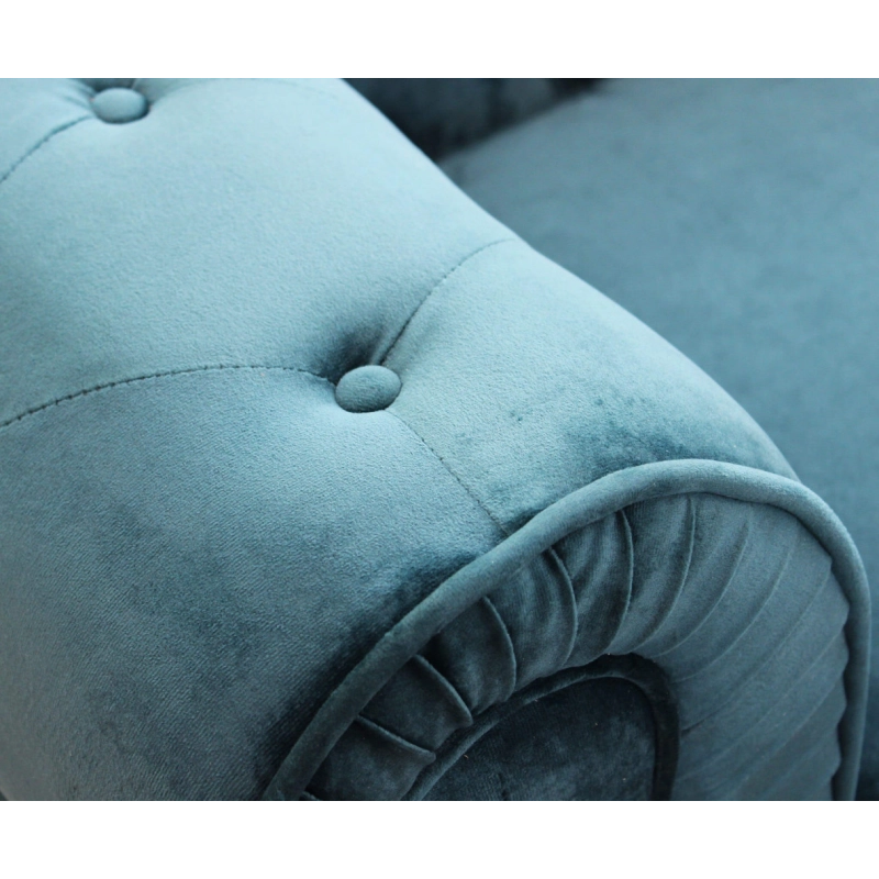 DIVANO 3 POSTI CHESTERFIELD IN VELLUTO BLU