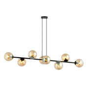 Lampadario Emibig Rossi 8xE14 nero vetro miele 130cm