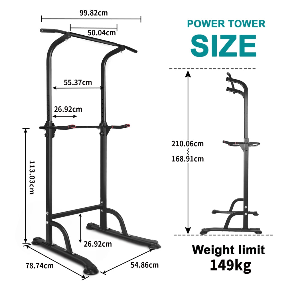 Stazione per trazioni regolabile in altezza con supporti per squat e flessioni in ferro nero 168.91–210.06 cm