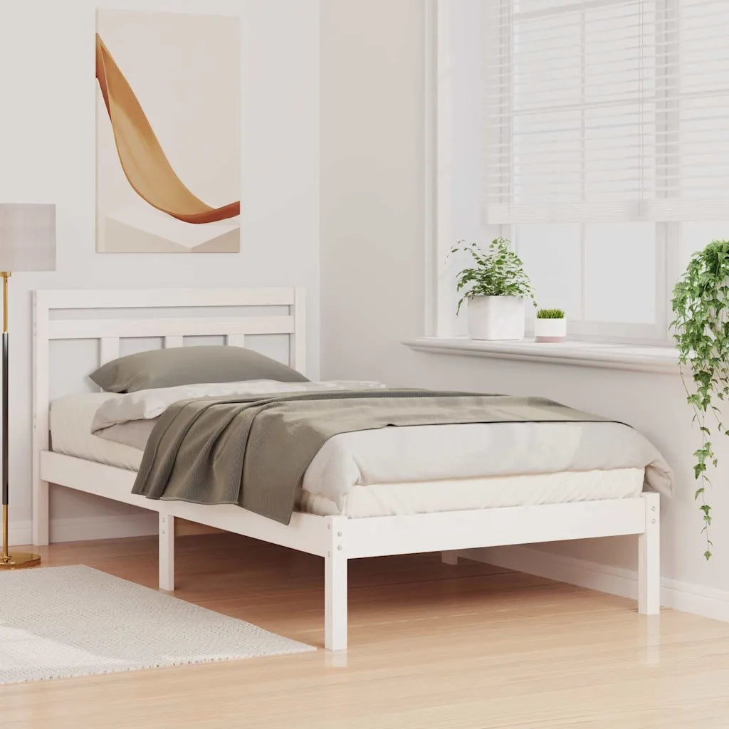 Struttura del letto-Giroletto-Rete del Letto Bianco 75 x 190 cm Pino massello 122578