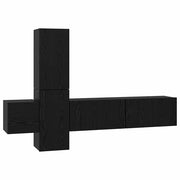Set mobile TV 5 pz | Armadietto TV | Mobile Porta TV Rovere Nero Legno multistrato