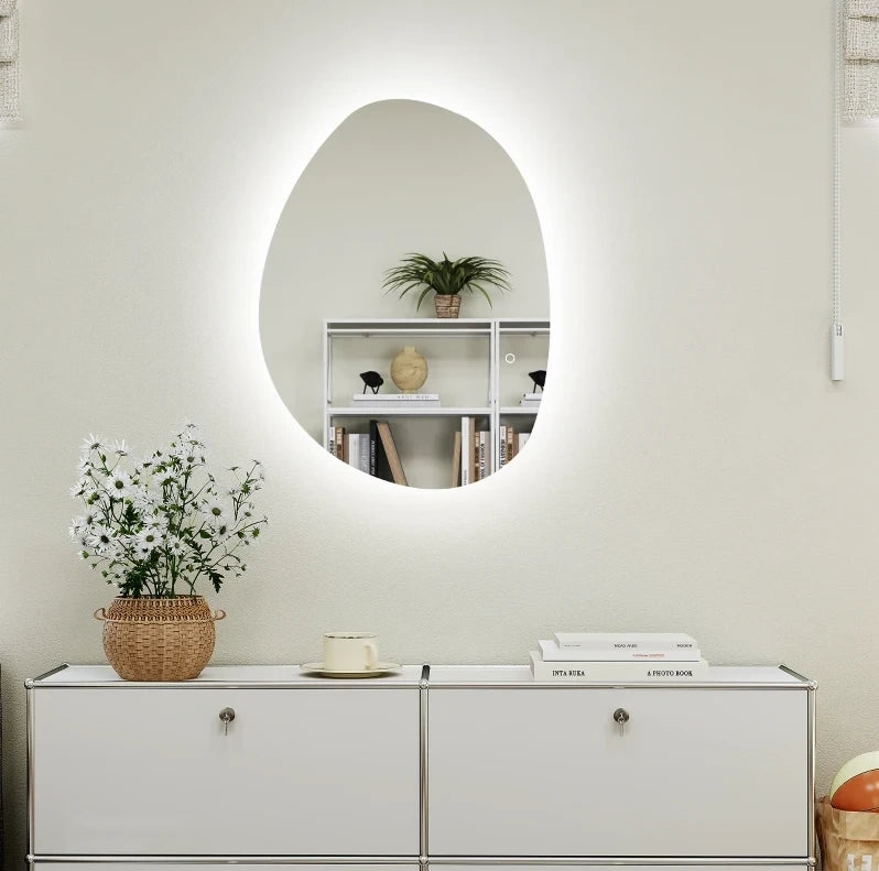 Specchio da bagno con LED regolabile, vetro temprato, 80x5x60 cm, colore argento