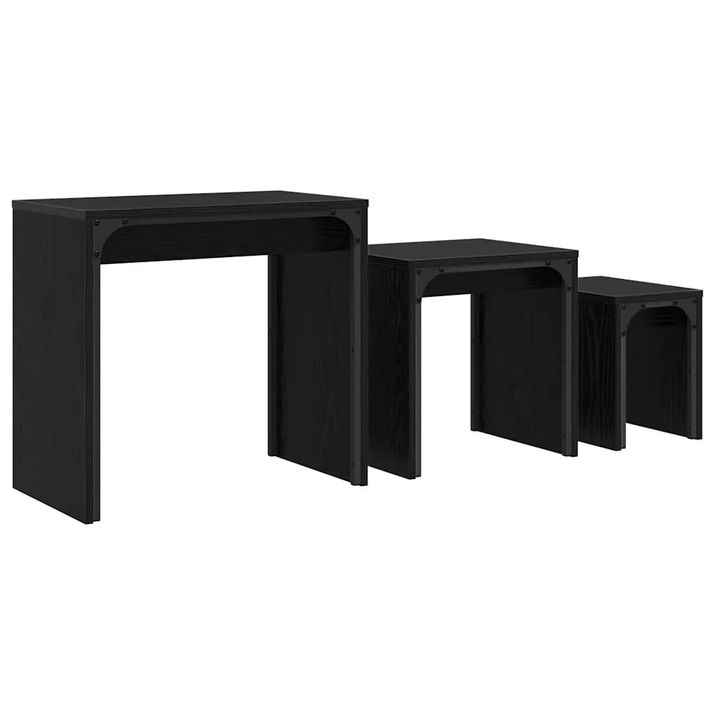 Tavolino da salotto 3 pcs Rovere Nero Legno multistrato 883536