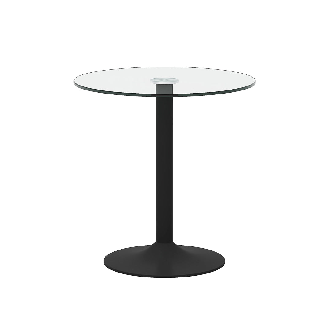 Tavolo da bar rotondo 89 x 89 x 92 cm in vetro temperato nero, stile moderno