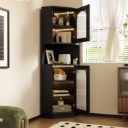 Mobile angolare da bagno nero in MDF con luce interna