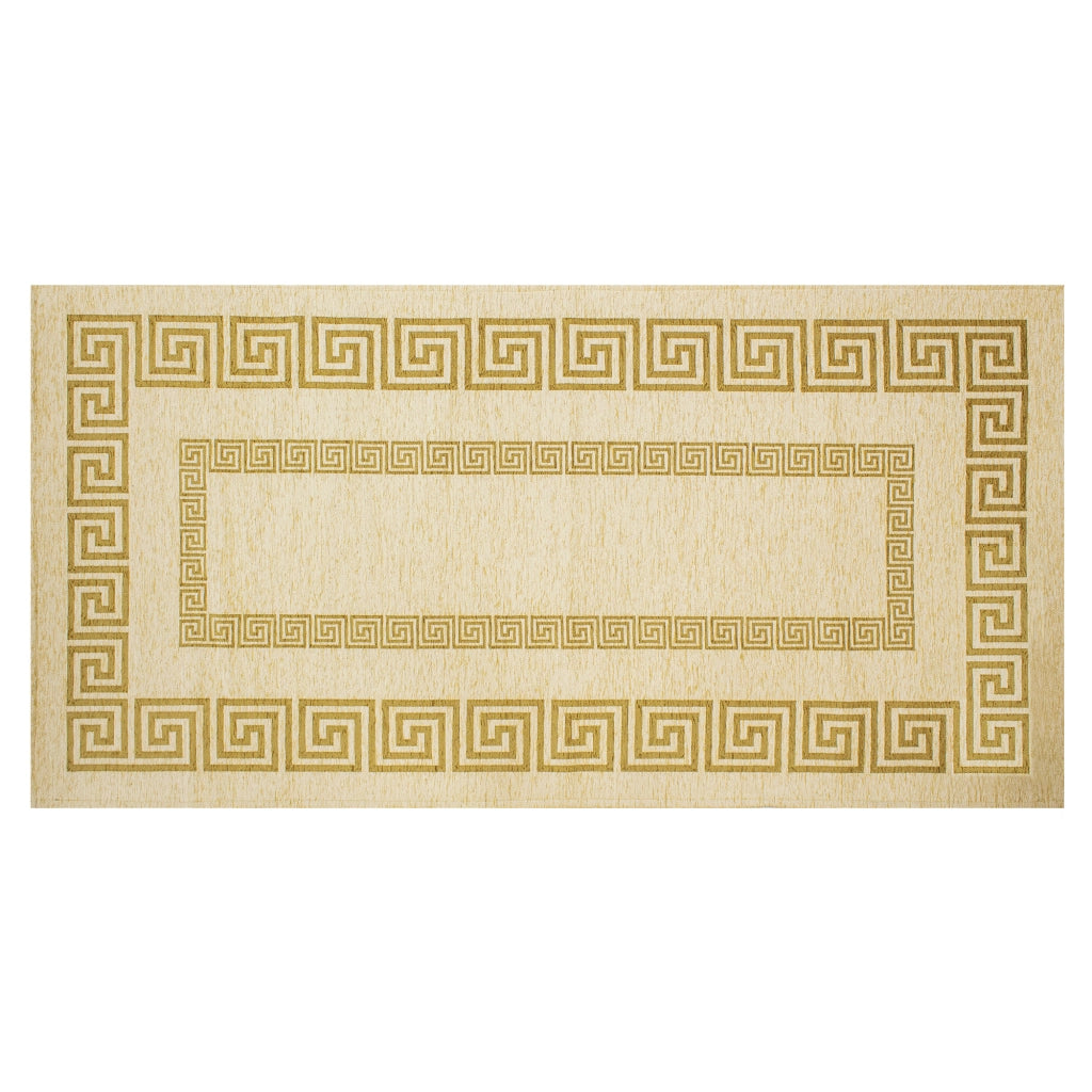 Tappeto Arredo Moderno Morbido in Ciniglia Ingresso Antiscivolo Prodotto Italiano  Soggiorno Camera Salotto Disegni Piazzati Cotone Varie Misure Grande Atena/Champagne - 65x220 cm
