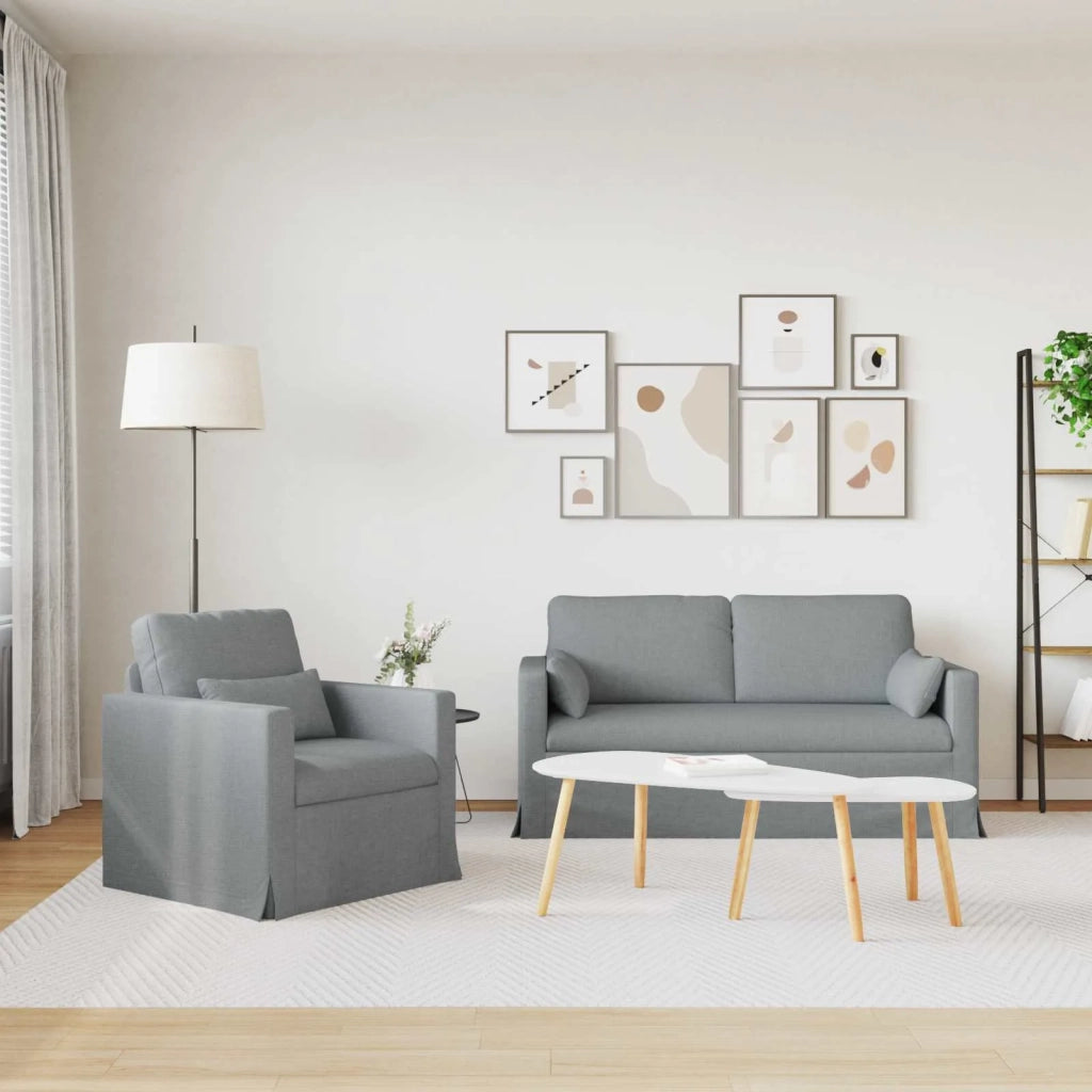 Set di divani 2 pz Grigio chiaro Tessuto 3407537