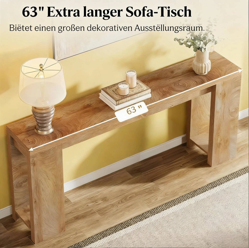 Tavolo consolle extra lungo in legno marrone 63 x 11;81 pollici