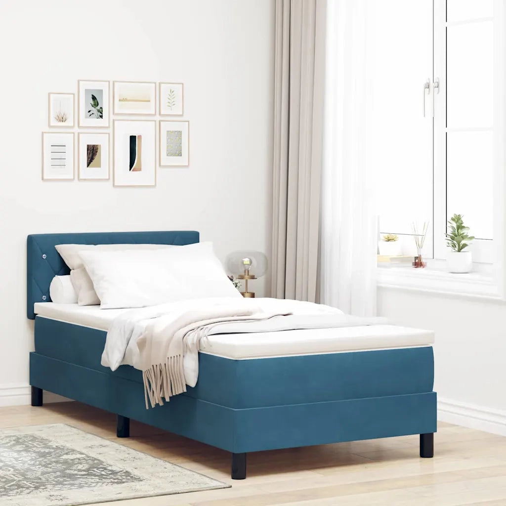 Letto a Sorgente LED con led Blu Scuro 90 x 190 cm Velluto
