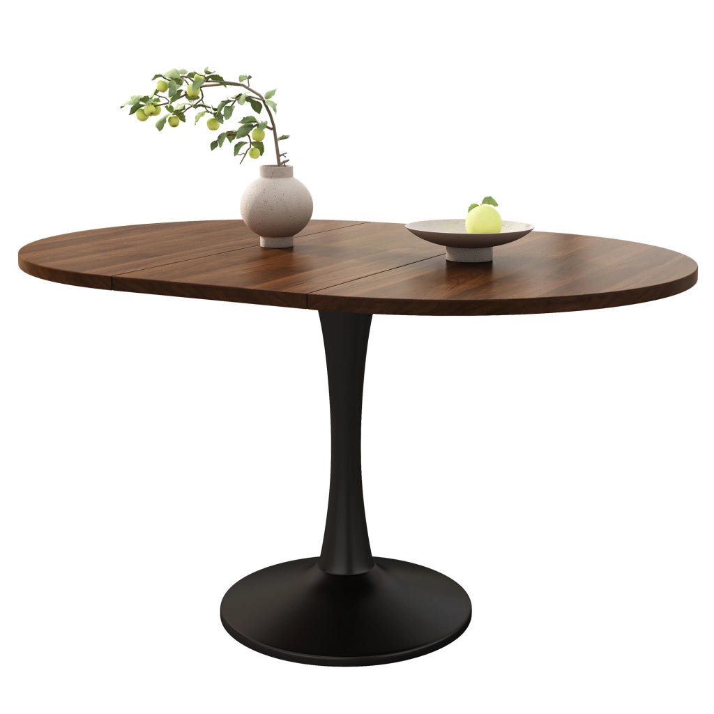 Tavolo da pranzo allungabile ovale in MDF color noce per pranzi e momenti di relax 100/140 × 100 × 75 cm