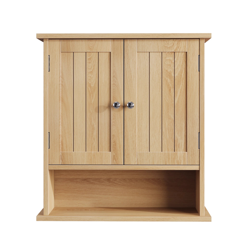 Mobile bagno sospeso ULEVR in MDF effetto rovere con 2 ante e vano a giorno, marrone